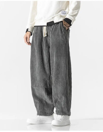 Heren ribgebreide joggingbroek – Relaxed fit met elastische tailleband