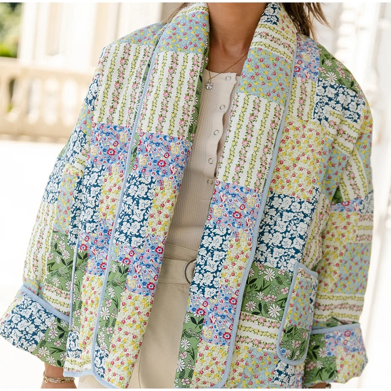 Gewatteerd Jack Patchwork Casual Damesjas