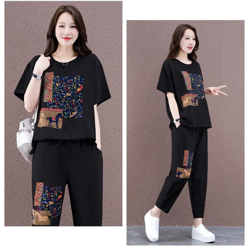 UrbanEase Retro Print Tracksuit