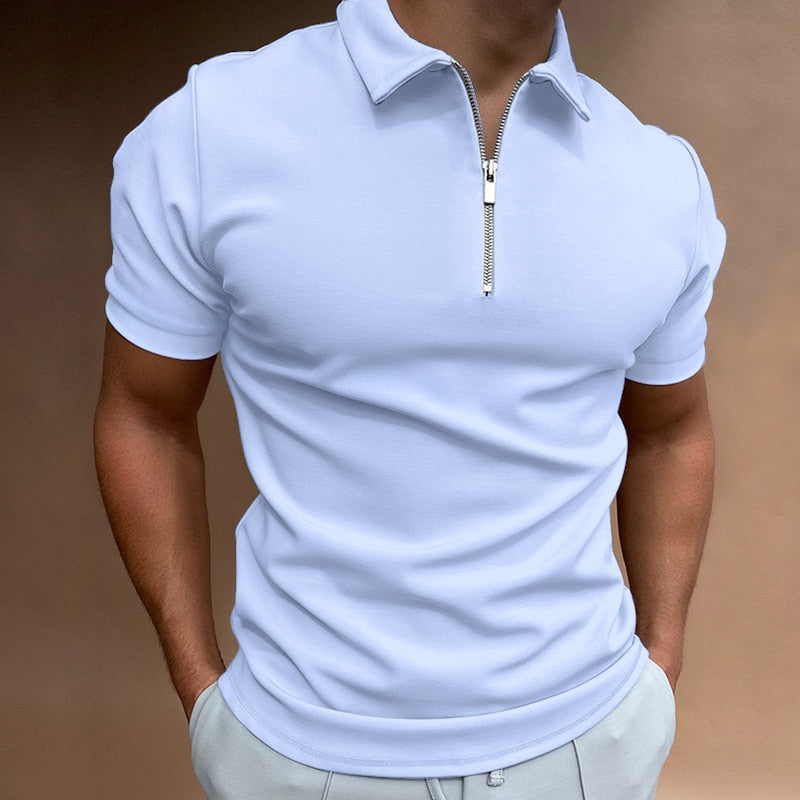 Herenshirt met Rits en Korte Mouwen - Mode Vibes