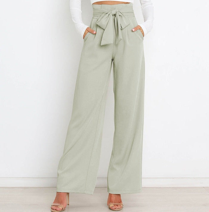 Hoge Broek met Strikceintuur en Wijde Pijpen voor Vrouw