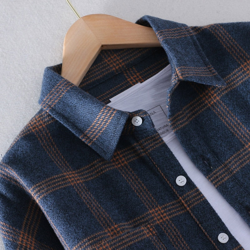 Heren Overhemd Casually Geruit Blauw Comfortabel