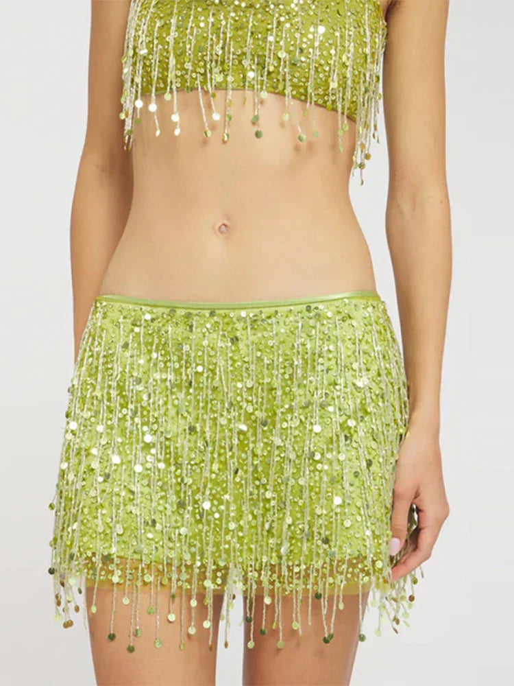 Bikini Set Pailletten en Franjes Badmode Strand