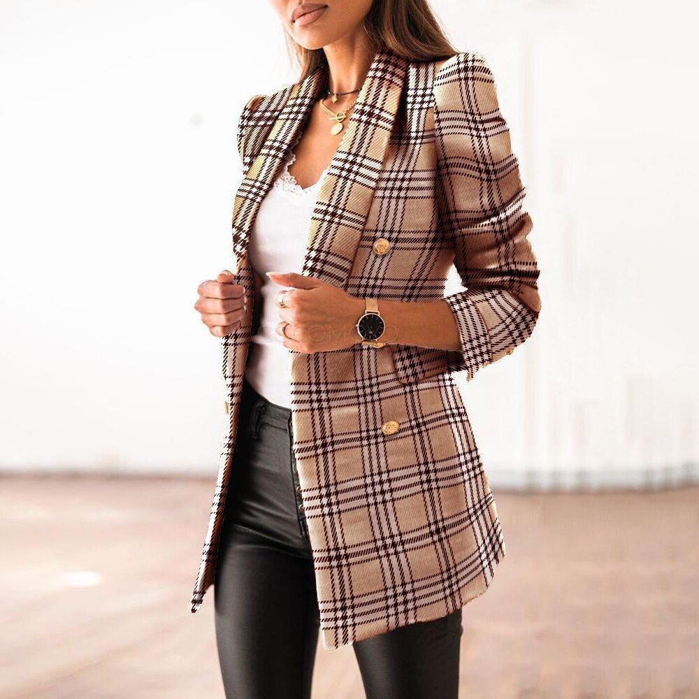 Geruite Blazer voor Dames Chique Model - Mode Vibes