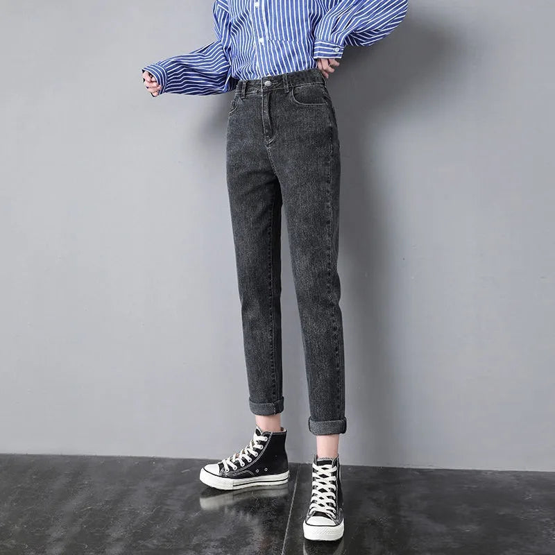 Modieuze Elegantie Vintage Wijde Jeans