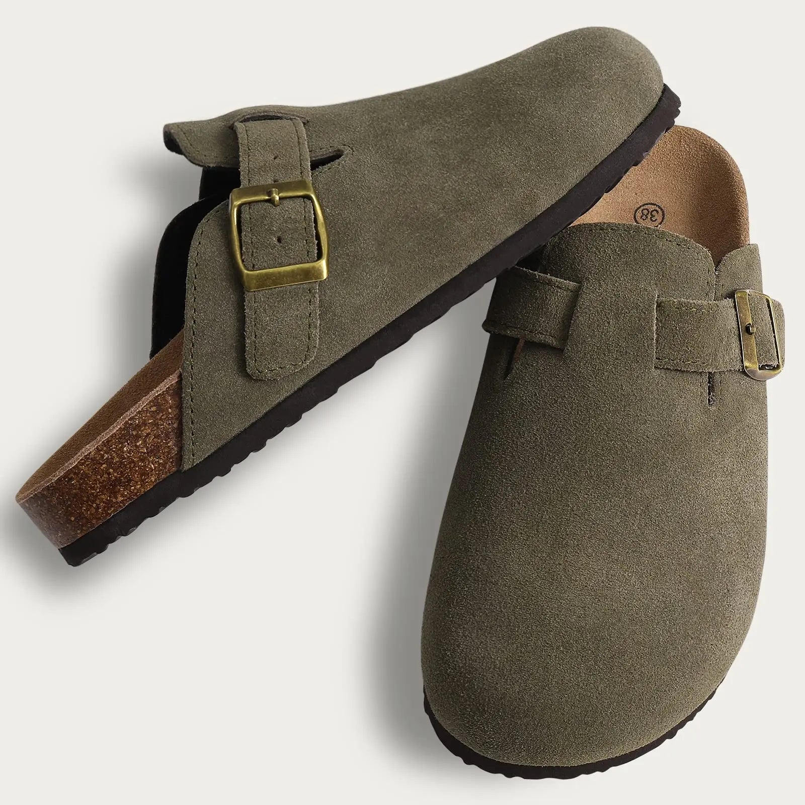 Kidmi | Zoccoli Donna in Pelle Scamosciata con Suola in Sughero-1