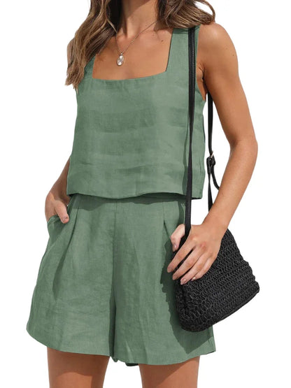 Zomeroutfit Tweedelig Jurk en Broek Set voor Vrouw
