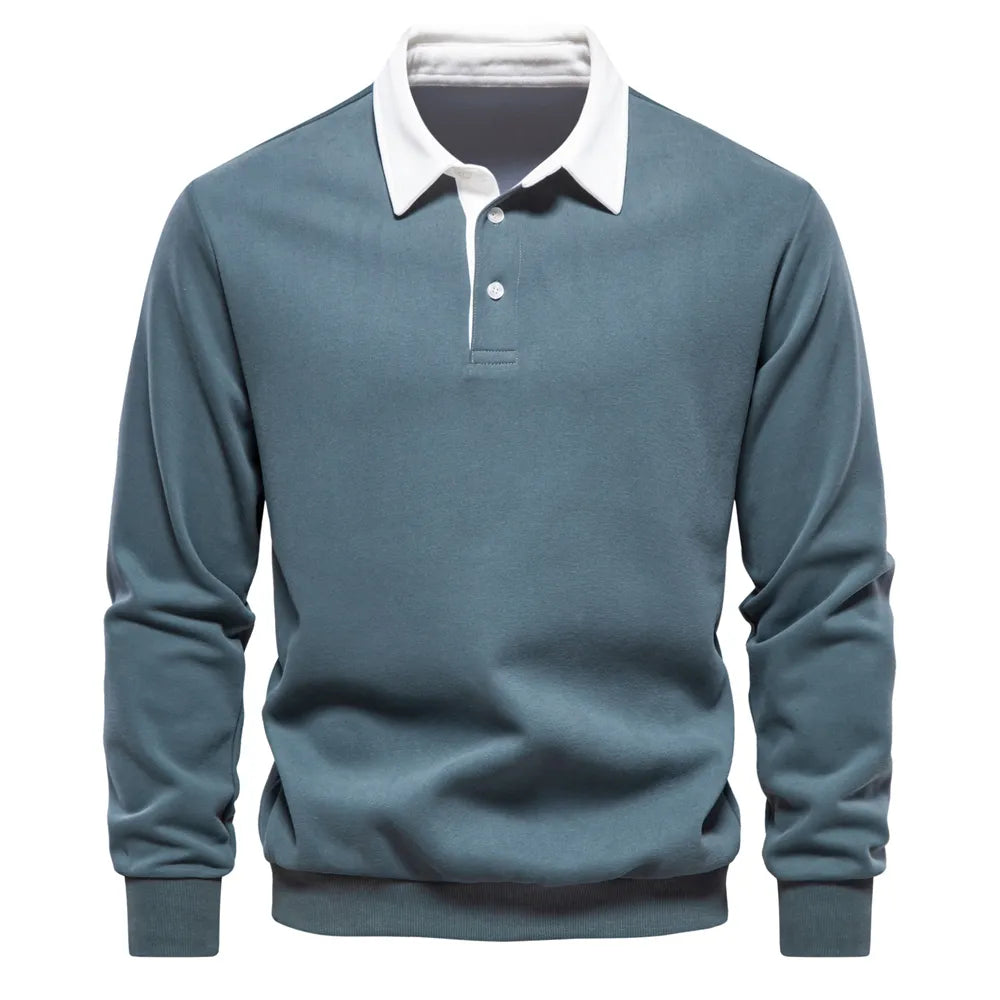 Heren Polo Trui Lange Mouwen Klassiek Comfortabel