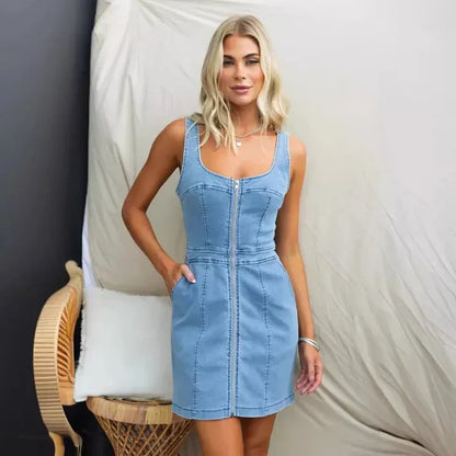 Casual Denim Jurk voor Vrouw Moderne Stijl