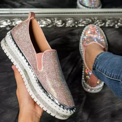 Dames Instappers met Glinsterende Strass Steentjes Luxe Design