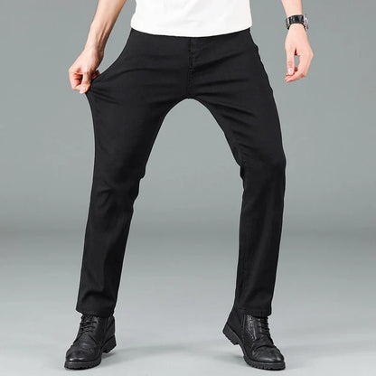Zwarte Heren Straight Fit Jeans Stretch Stof Milan