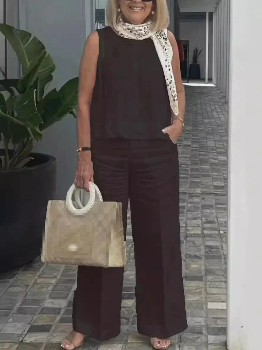 Dames Zomerset Linnen Tweedelig Mouwloos