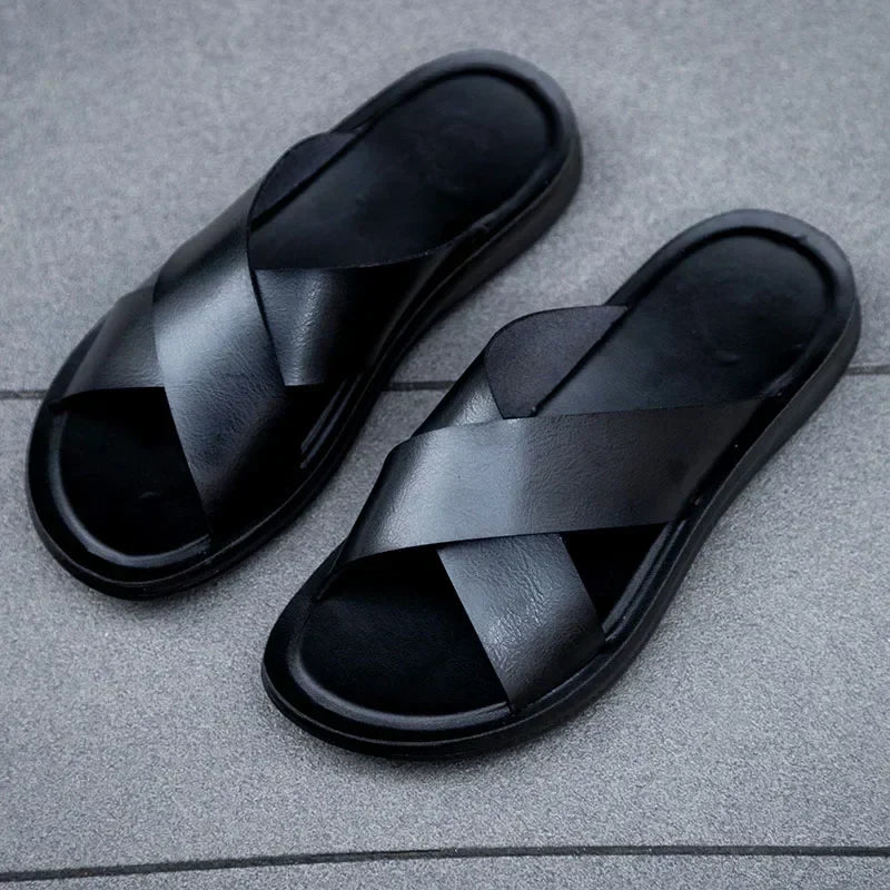Leren Herenslippers Italiaans Design Lorenzo - Mode Vibes