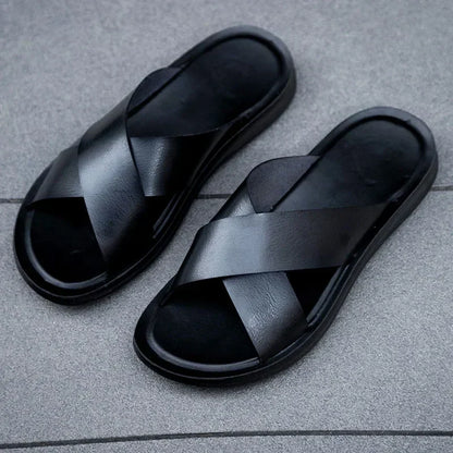 Leren Herenslippers Italiaans Design Lorenzo - Mode Vibes