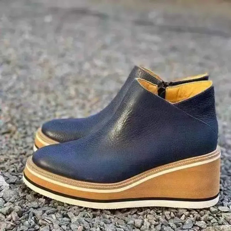 Elvora – Dames Enkelboots met Plateauzool en Rits