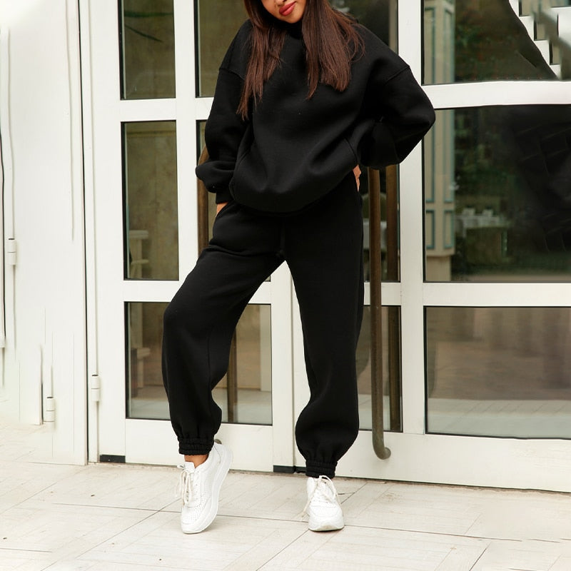 Oversized Joggingset Basic Comfortabel Zwart - Mode Vibes