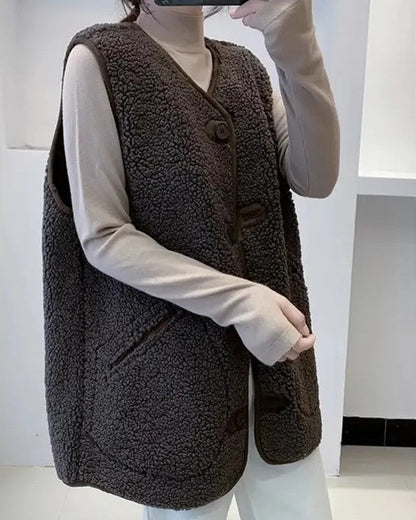 Gilet Anne Wollen Luxe Stijlvol Donkerbruin