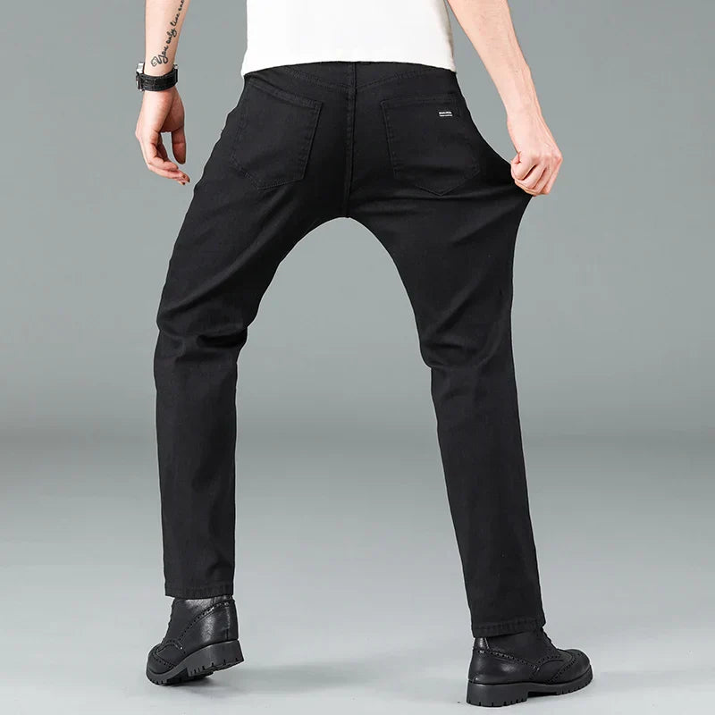 Zwarte Heren Straight Fit Jeans Stretch Stof Milan