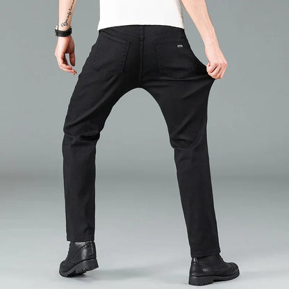 Zwarte Heren Straight Fit Jeans Stretch Stof Milan