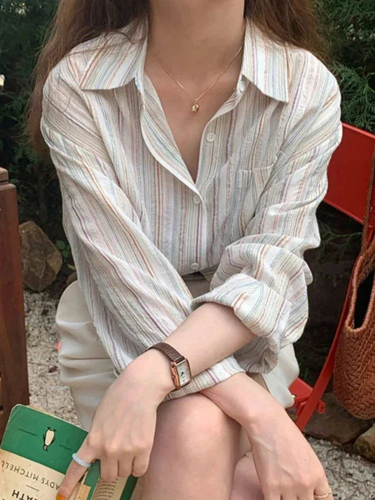 Leana | Oversized Gestreept Shirt Met Lange Mouwen