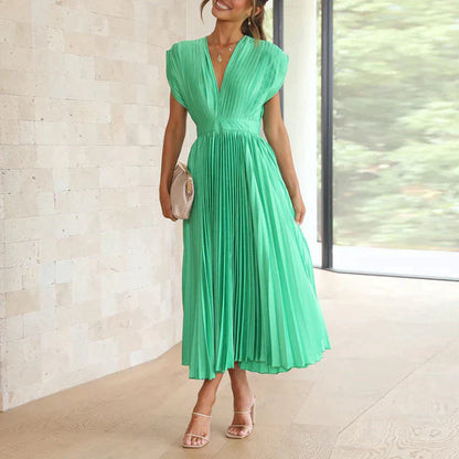 Iris Jurk met Plooien Elegante VrouwenJurk
