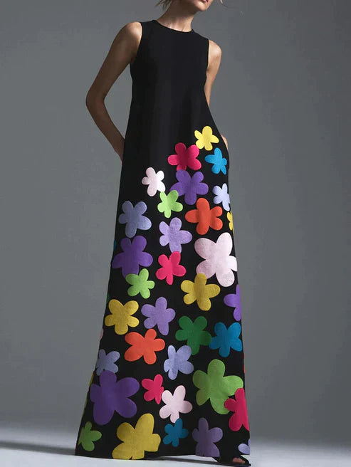 Bloemenjurk Elegante Ronde Halslijn Zomerjurk voor Vrouw - Mode Vibes