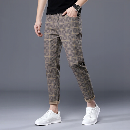 Geruite Broeken Heren Slim Fit Trendy Vrijetijdsbroek