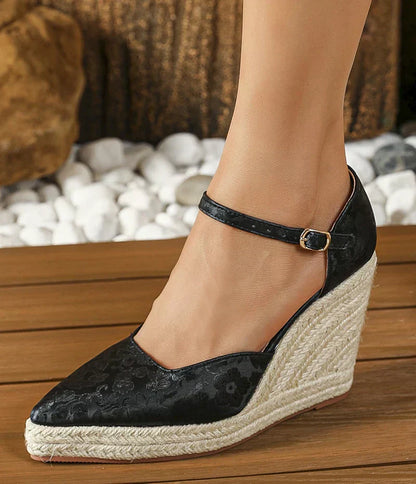 Espadrille Sleehakken Puntneus Enkelband Zomer Schoenen - Mode Vibes