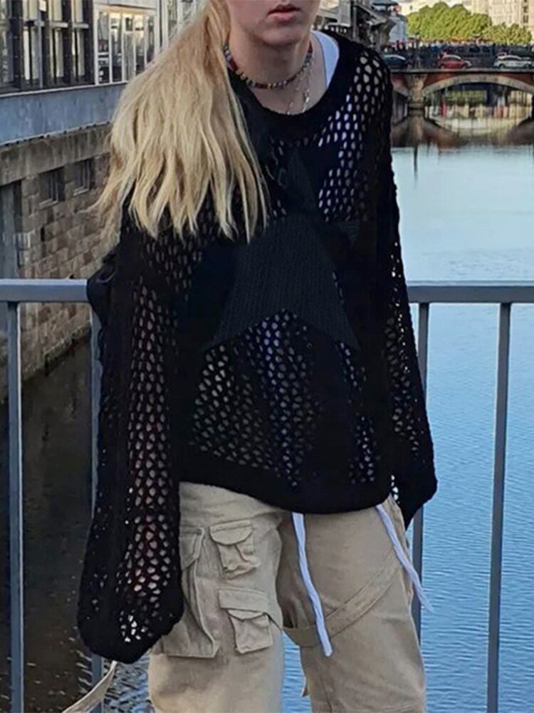 Grunge Trui voor Dames met Crochet Patroon