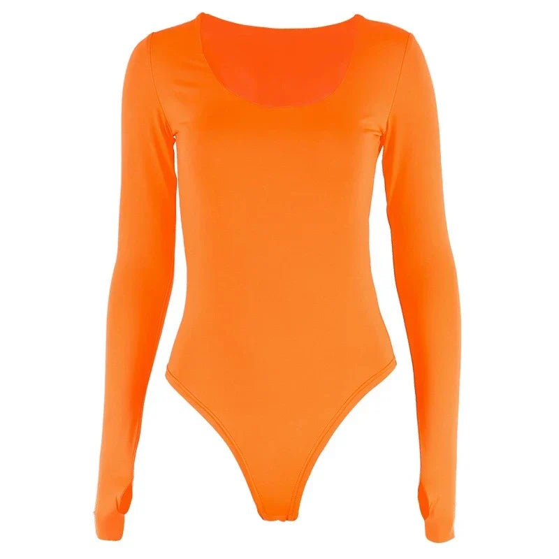 Neon Oranje Bodysuit Dames Korte Broek