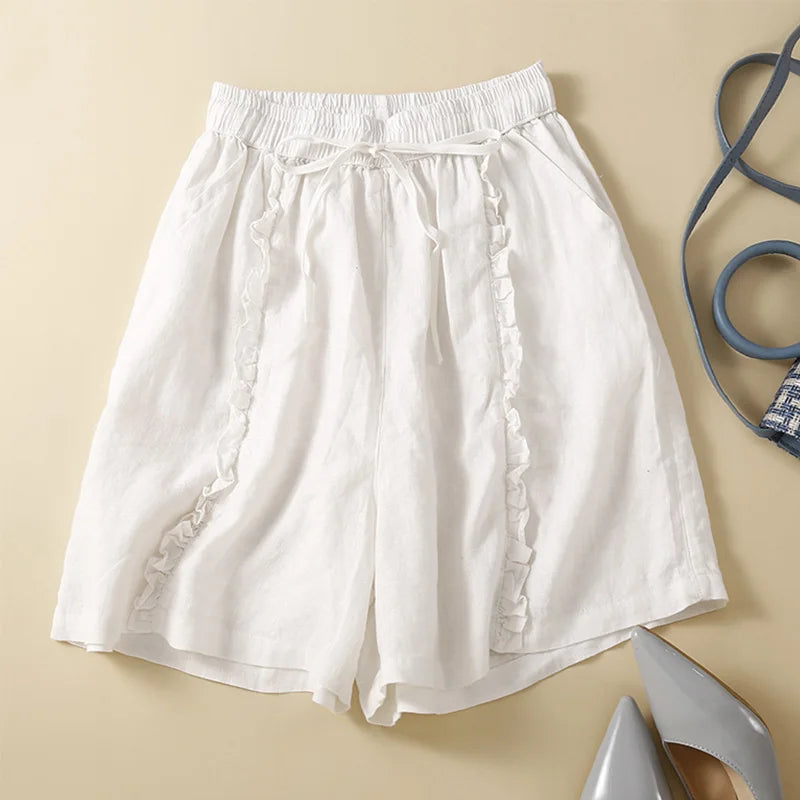 Vrouwelijke Linnen Shorts Losse Zomerkleding Katoen