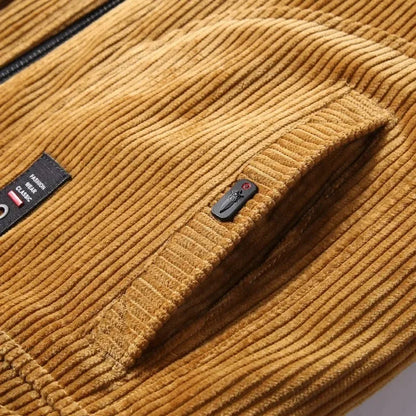 Heren Winterjas Corduroy met Bontkraag Warm en Winddicht