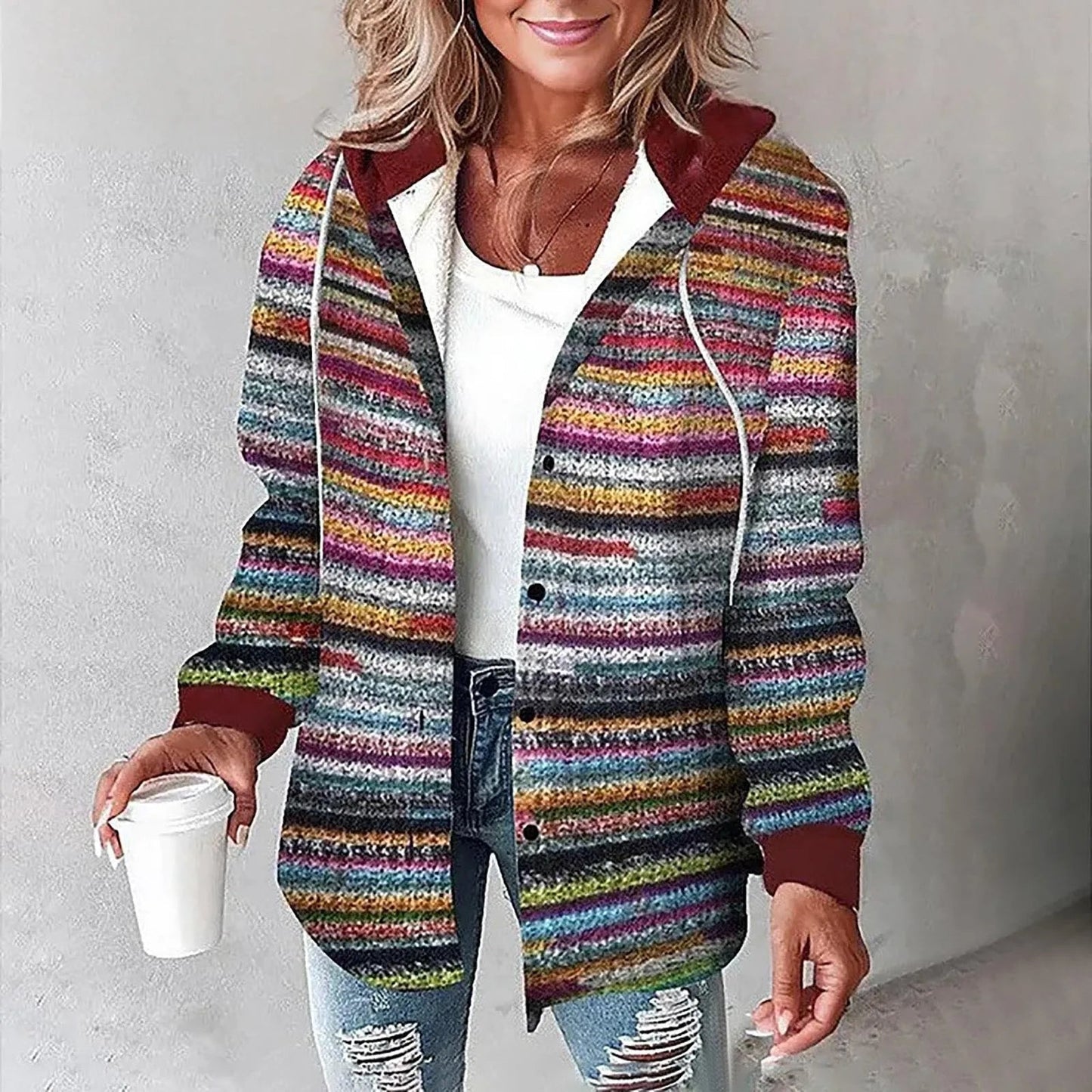 Geruite Dames Overhemdjas met Capuchon – Knoopsluiting & Comfort Fit