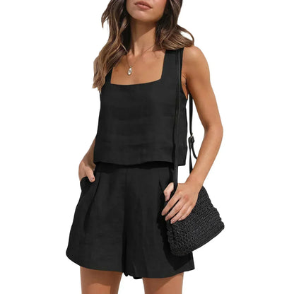 Zomeroutfit Tweedelig Jurk en Broek Set voor Vrouw