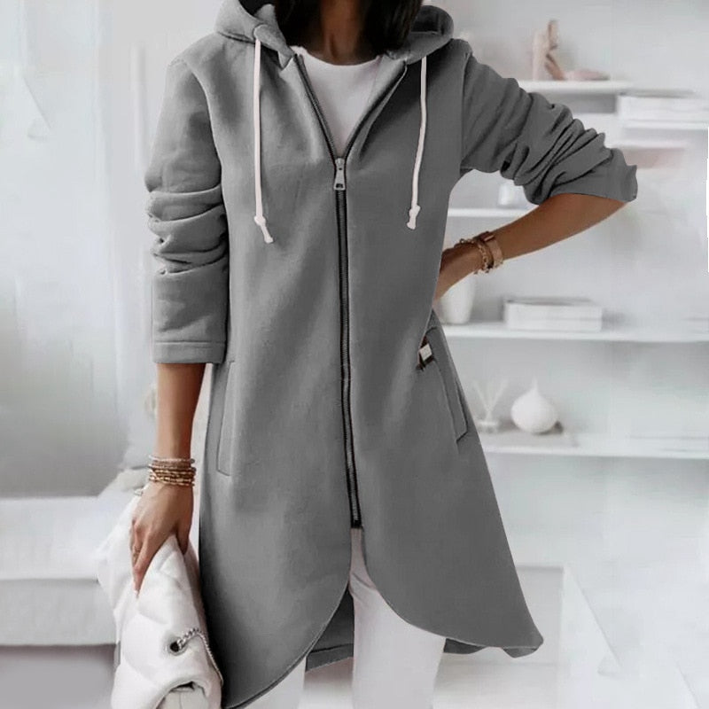 Dames Hoodie Vest Rits Capuchon Zwart Sportief