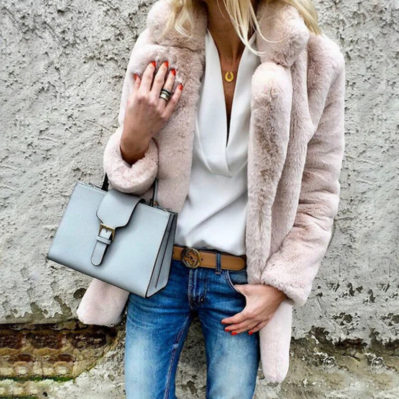 Warme Pluizige Winterjas voor Vrouwen
