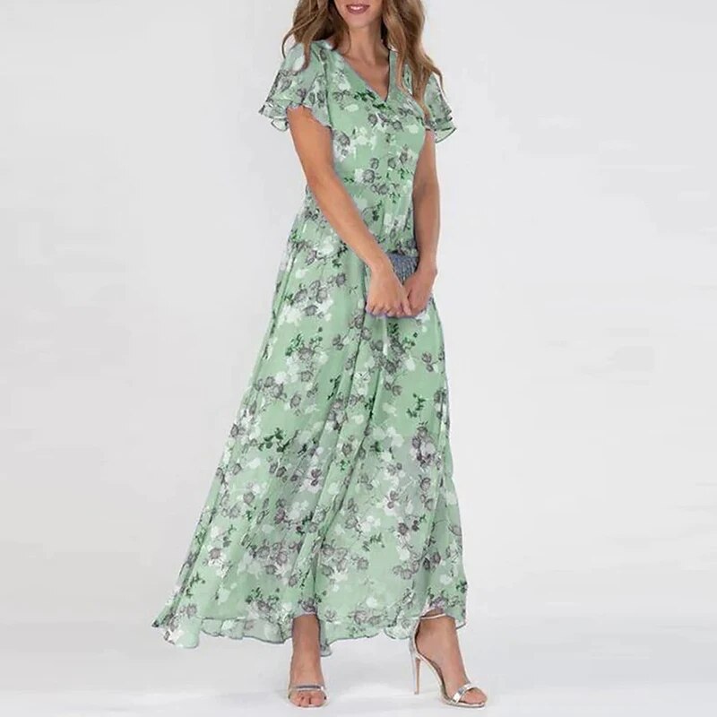Zomerjurk Lange Jurk met Bloemenpatroon Vrouwen