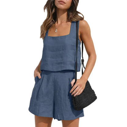 Zomeroutfit Tweedelig Jurk en Broek Set voor Vrouw