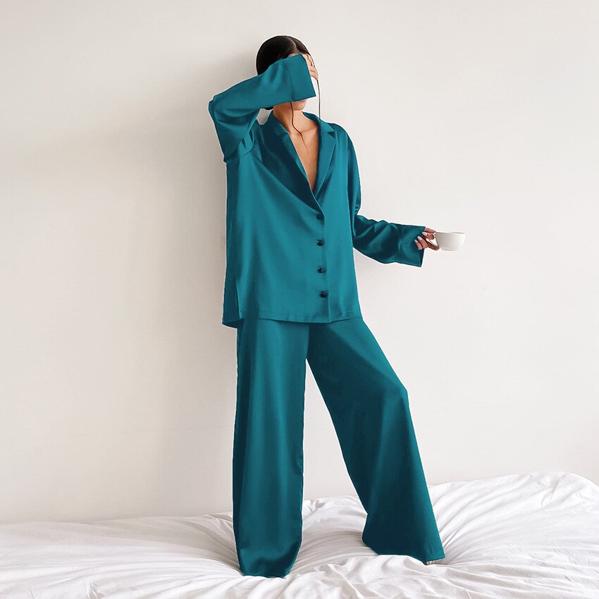 Dames Satijnen Pyjama Set Luxe Slaapwear - Mode Vibes