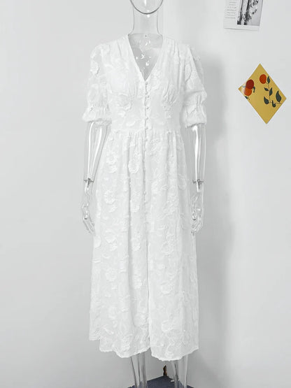 Yvelisse Elegante Kant Uithollen Jurk