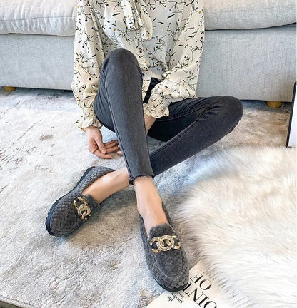 Warme Winter Loafers Met Glitter Effect