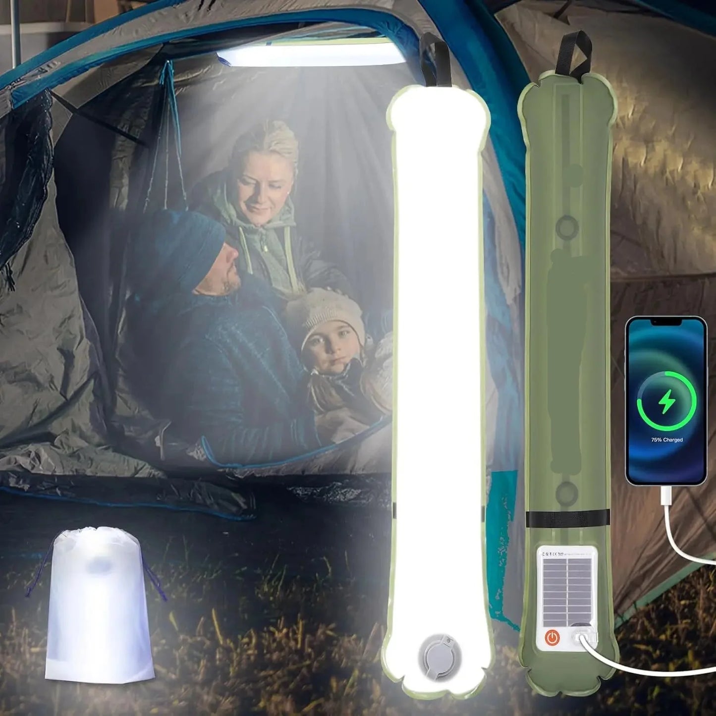 Solar LED Buislamp Opblaasbaar Waterdicht voor Buitengebruik - Mode Vibes