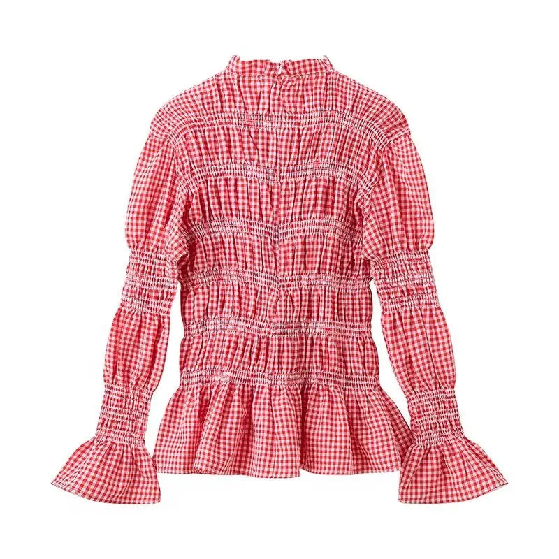 Sunspree Ruitjesblouse met Ruches