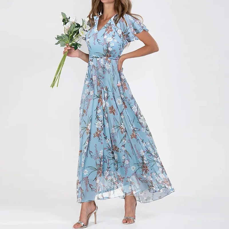 Zomerjurk Lange Jurk met Bloemenpatroon Vrouwen
