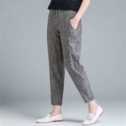 Casual Streepjes Broek Lichtgewicht Katoen - Mode Vibes