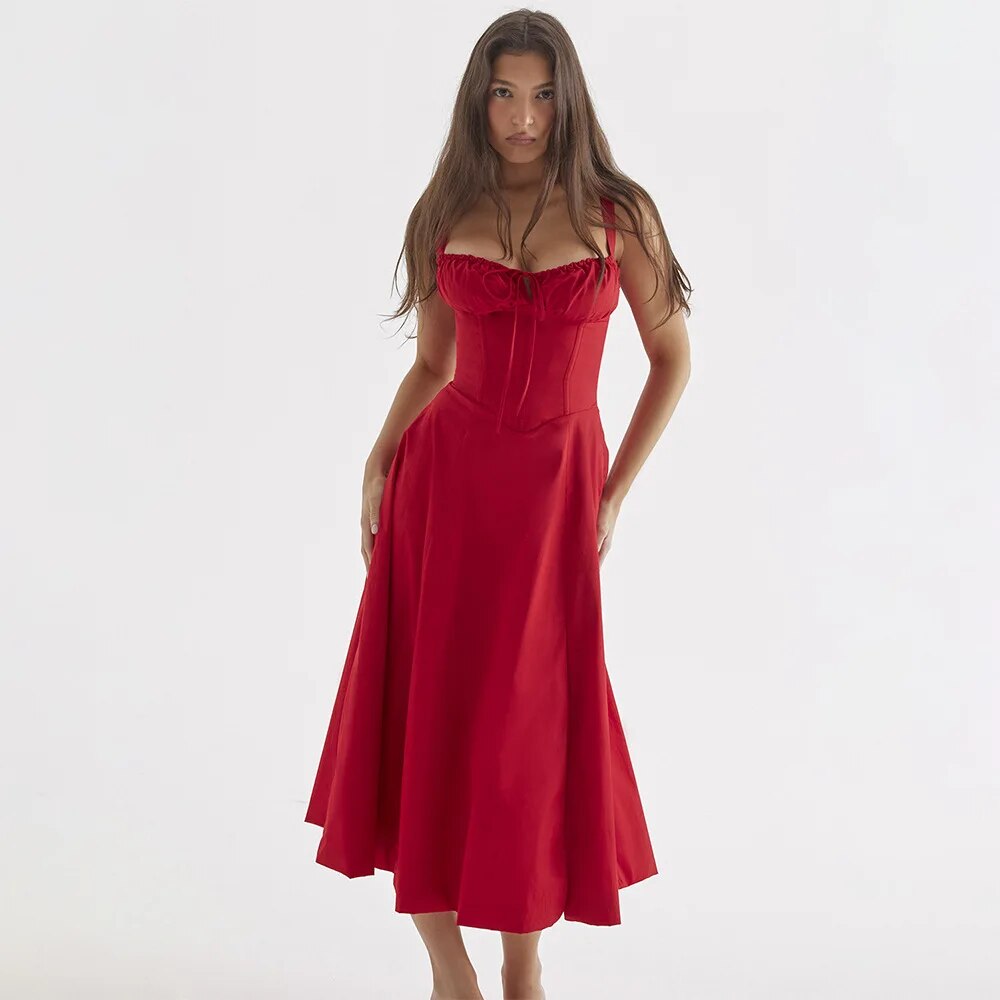 Midi-jurk met Vetersluiting en Korset Stijlvol Design