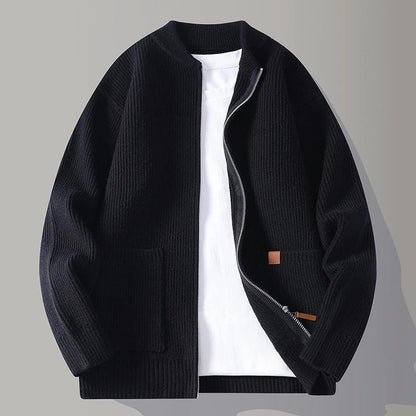 Heren Geribd Gebreid Vest met Ritssluiting