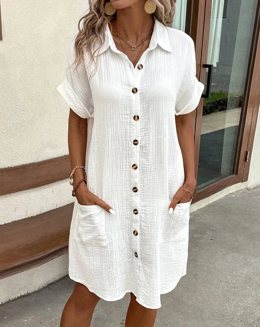 Retro Mini Jurk voor Vrouw met V Halslijn voor Zomer - Mode Vibes