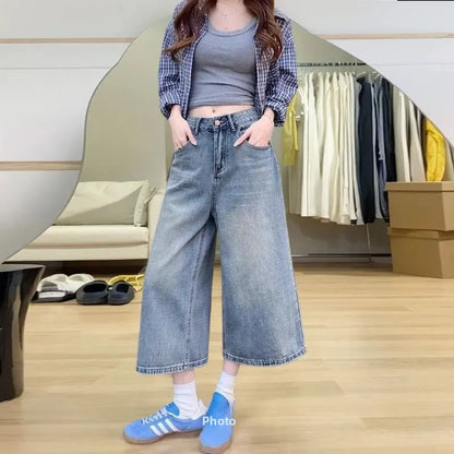 Dames Wide Leg Jeans Hoge Taille Vintage Stijl - Mode Vibes