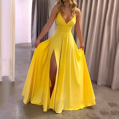 Zomerjurk met Bretels en Split bij Maxi Lengte - Mode Vibes